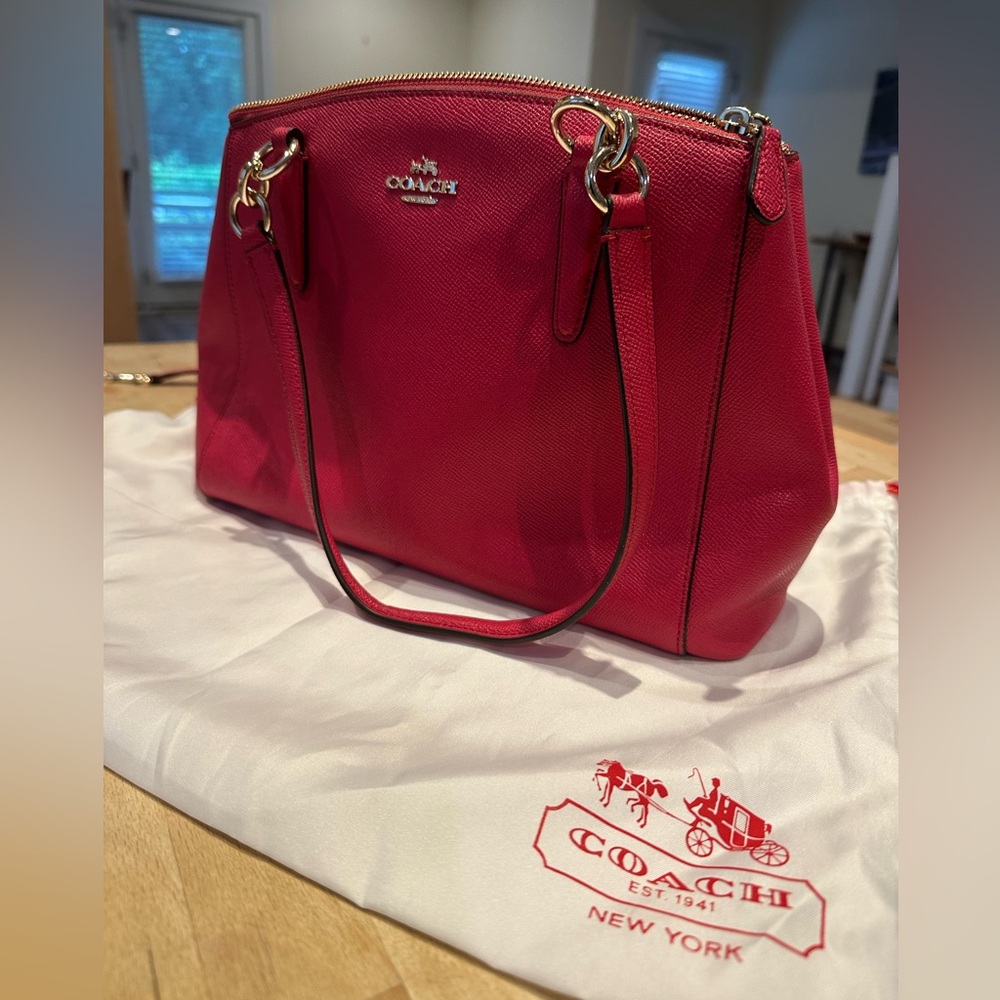 Coach Women's Vibrant Red Shoulder Bag with Gold Hardware